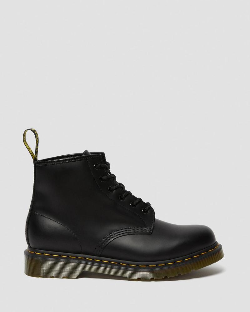 Dr Martens 101 Yellow Stitch Smooth Leren Enkellaars Heren Zwart | NL 386JPQ